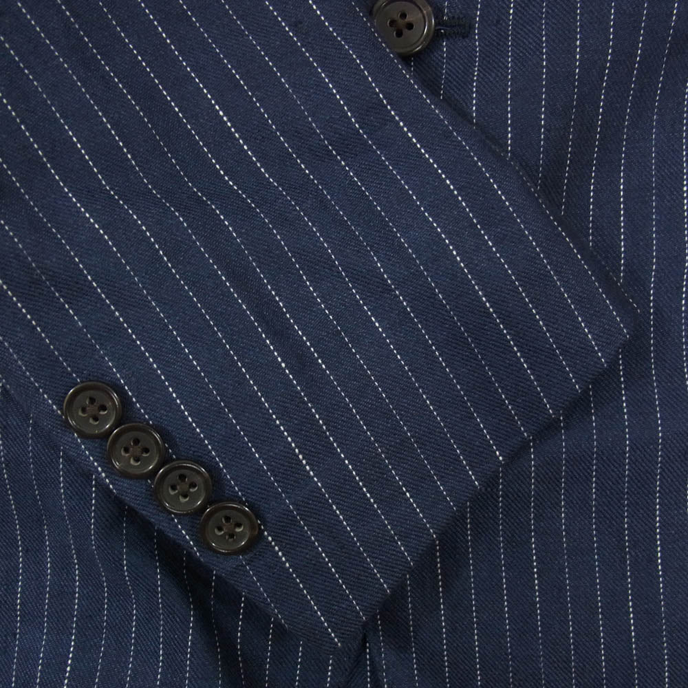 POLO RALPH LAUREN ポロ・ラルフローレン リネン ピンストライプ アンコン ジャケット ネイビー系 38【中古】
