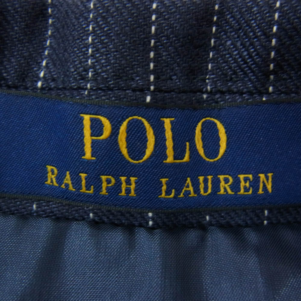 POLO RALPH LAUREN ポロ・ラルフローレン リネン ピンストライプ アンコン ジャケット ネイビー系 38【中古】