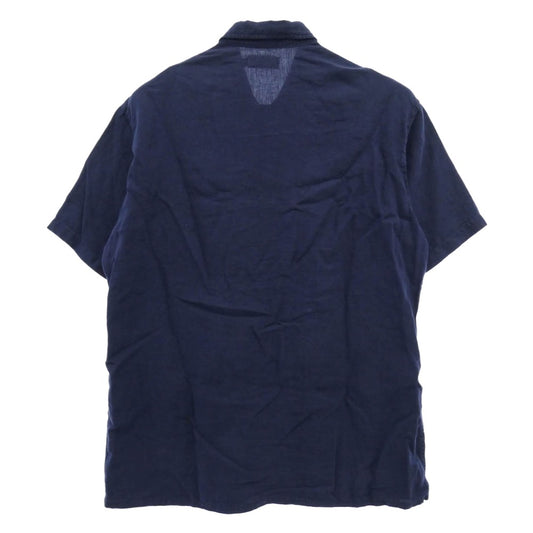 POLO RALPH LAUREN ポロ・ラルフローレン リネン 100% マルチポケット 半袖 シャツ ネイビー系 L【中古】