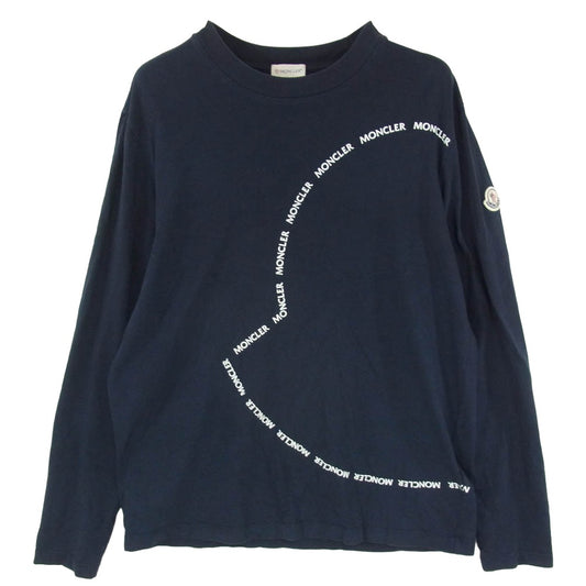 MONCLER モンクレール H10918D00009 8390T モンクレールジャパンタグ LS T-SHIRT ワッペン付 ロゴプリント 長袖 Tシャツ カットソー ネイビー系 L【中古】