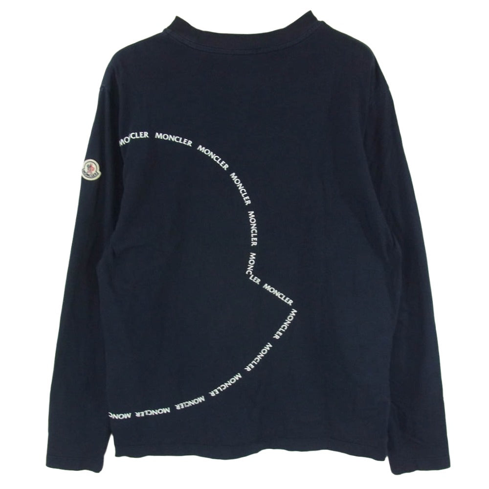 MONCLER モンクレール H10918D00009 8390T モンクレールジャパンタグ LS T-SHIRT ワッペン付 ロゴプリント 長袖 Tシャツ カットソー ネイビー系 L【中古】