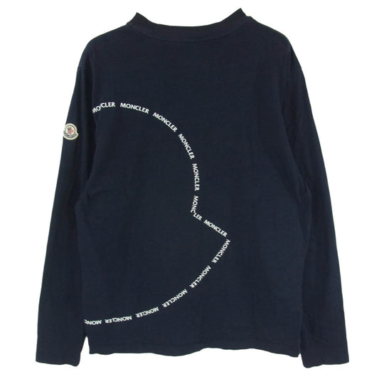 MONCLER モンクレール H10918D00009 8390T モンクレールジャパンタグ LS T-SHIRT ワッペン付 ロゴプリント 長袖 Tシャツ カットソー ネイビー系 L【中古】