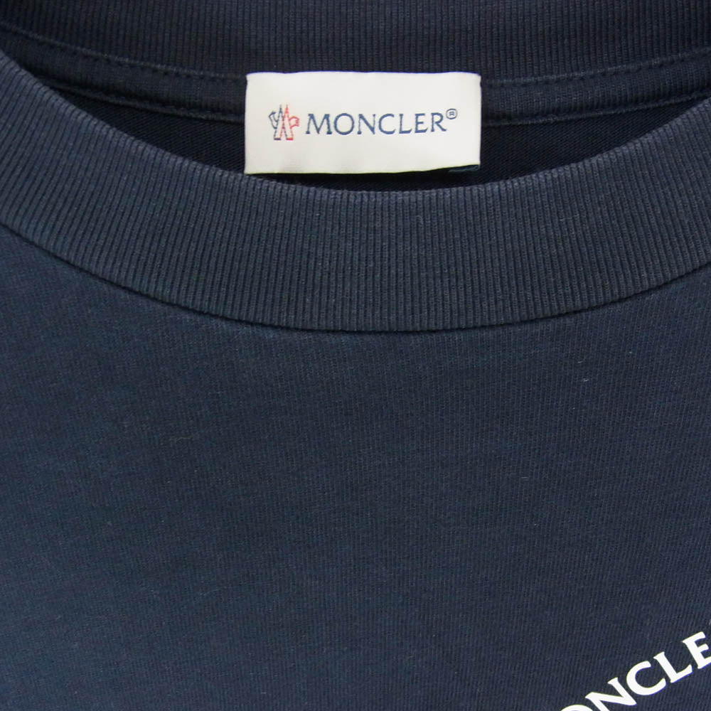 MONCLER モンクレール H10918D00009 8390T モンクレールジャパンタグ LS T-SHIRT ワッペン付 ロゴプリント 長袖 Tシャツ カットソー ネイビー系 L【中古】