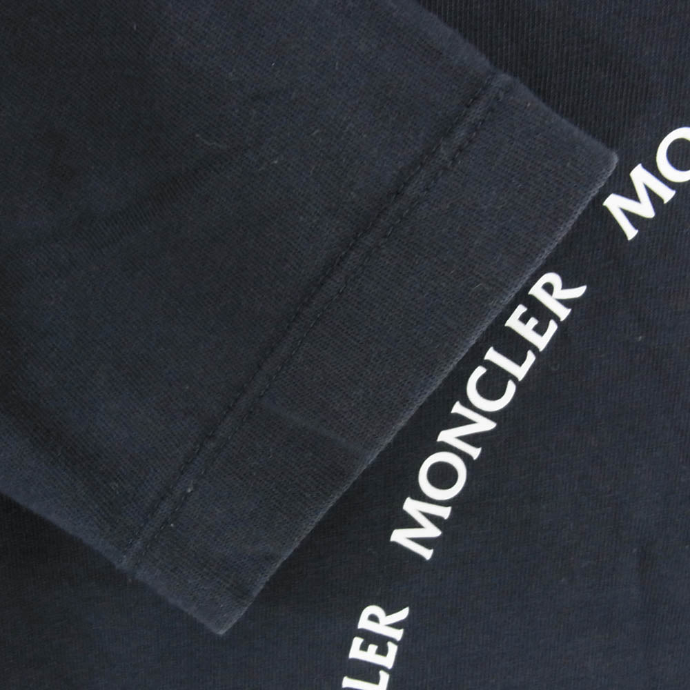MONCLER モンクレール H10918D00009 8390T モンクレールジャパンタグ LS T-SHIRT ワッペン付 ロゴプリント 長袖 Tシャツ カットソー ネイビー系 L【中古】