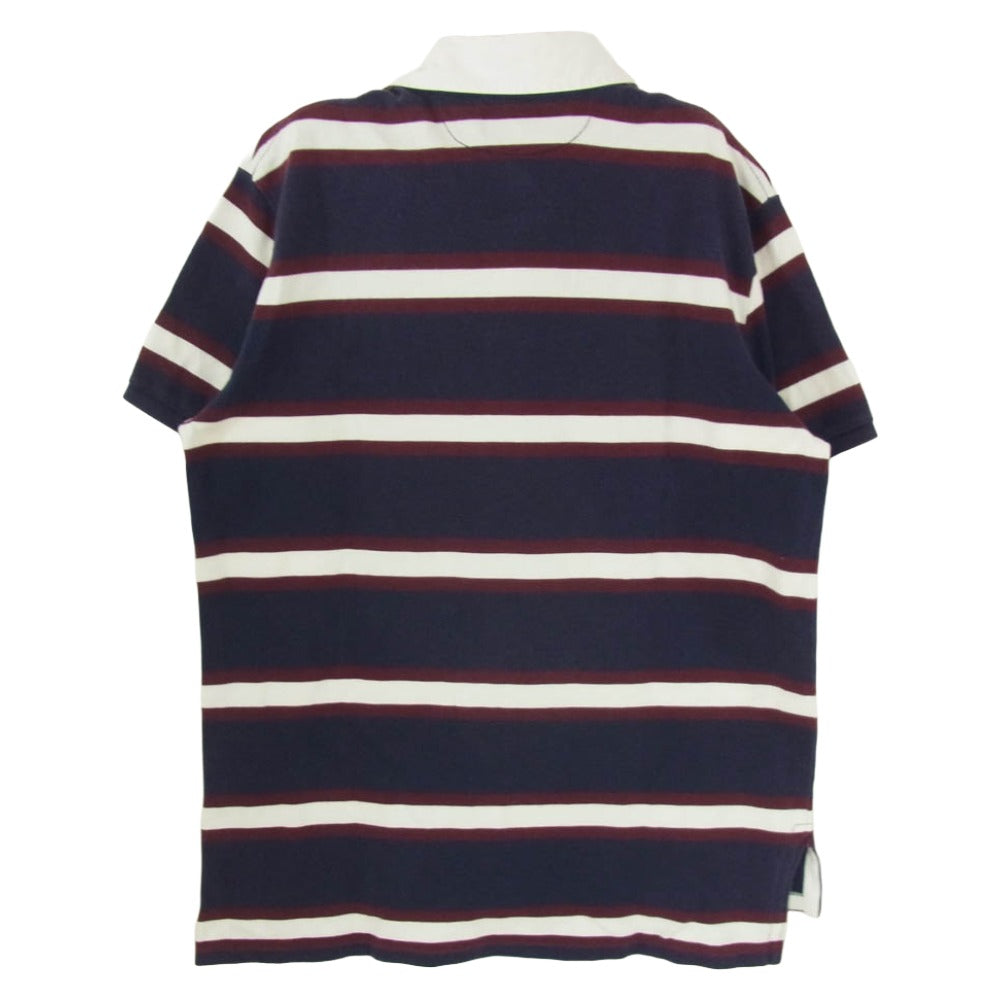 POLO RALPH LAUREN ポロ・ラルフローレン MNBLKNIM1J00100 90s VINTAGE ヴィンテージ ラガーシャツ ボーダー柄 半袖 ポロシャツ ネイビー系 XL【中古】