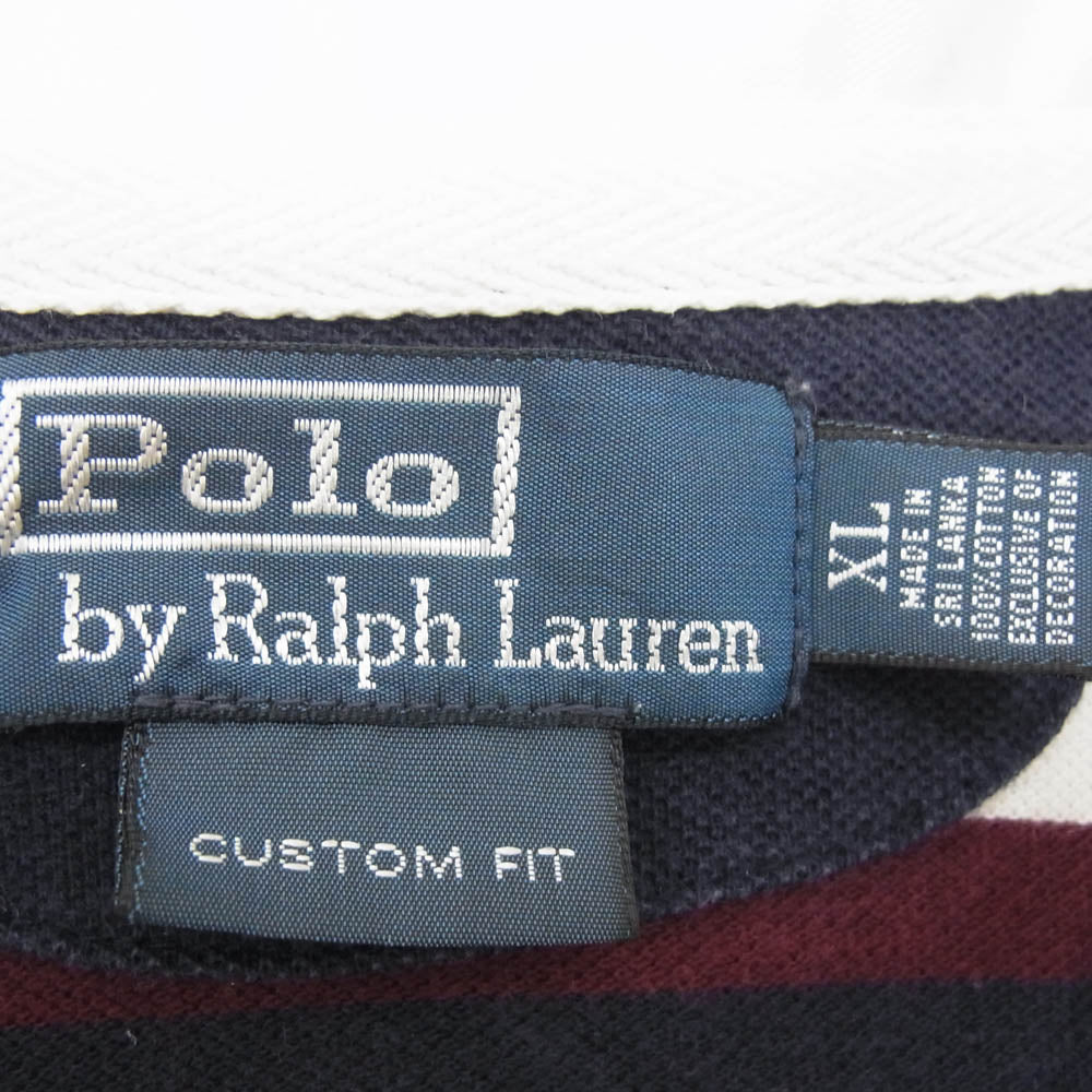 POLO RALPH LAUREN ポロ・ラルフローレン MNBLKNIM1J00100 90s VINTAGE ヴィンテージ ラガーシャツ ボーダー柄 半袖 ポロシャツ ネイビー系 XL【中古】