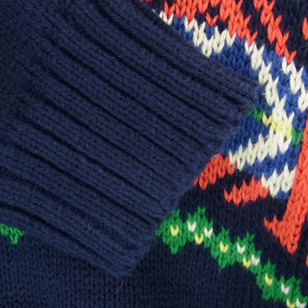 POLO RALPH LAUREN ポロ・ラルフローレン 0187240SPL 90s 00s フェアアイル柄 ショールカラー コットン セーター ニット ネイビー系 L【中古】