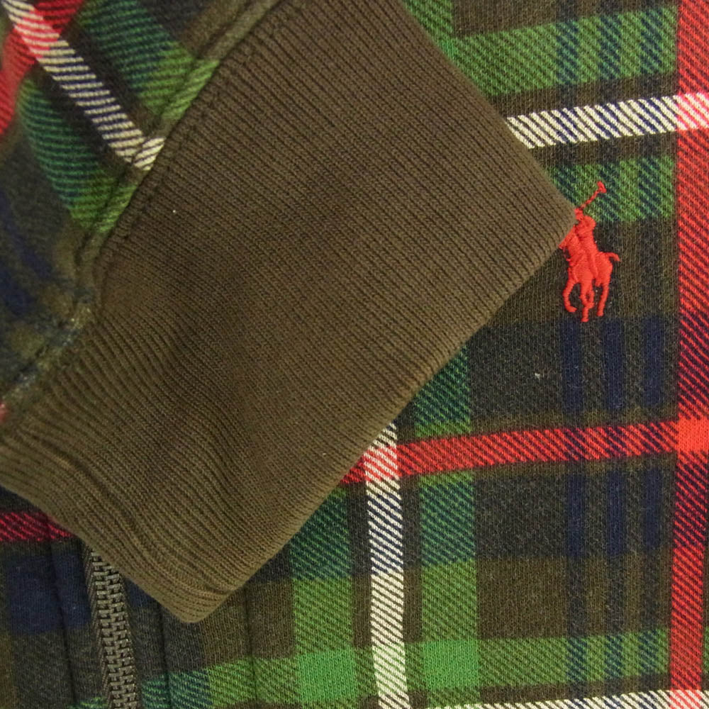 POLO RALPH LAUREN ポロ・ラルフローレン MNBLKIM1C00117 90s VINTAGE ヴィンテージ 裏サーマル チェック柄 ジップアップ フーディ パーカー グリーン系 XL【中古】
