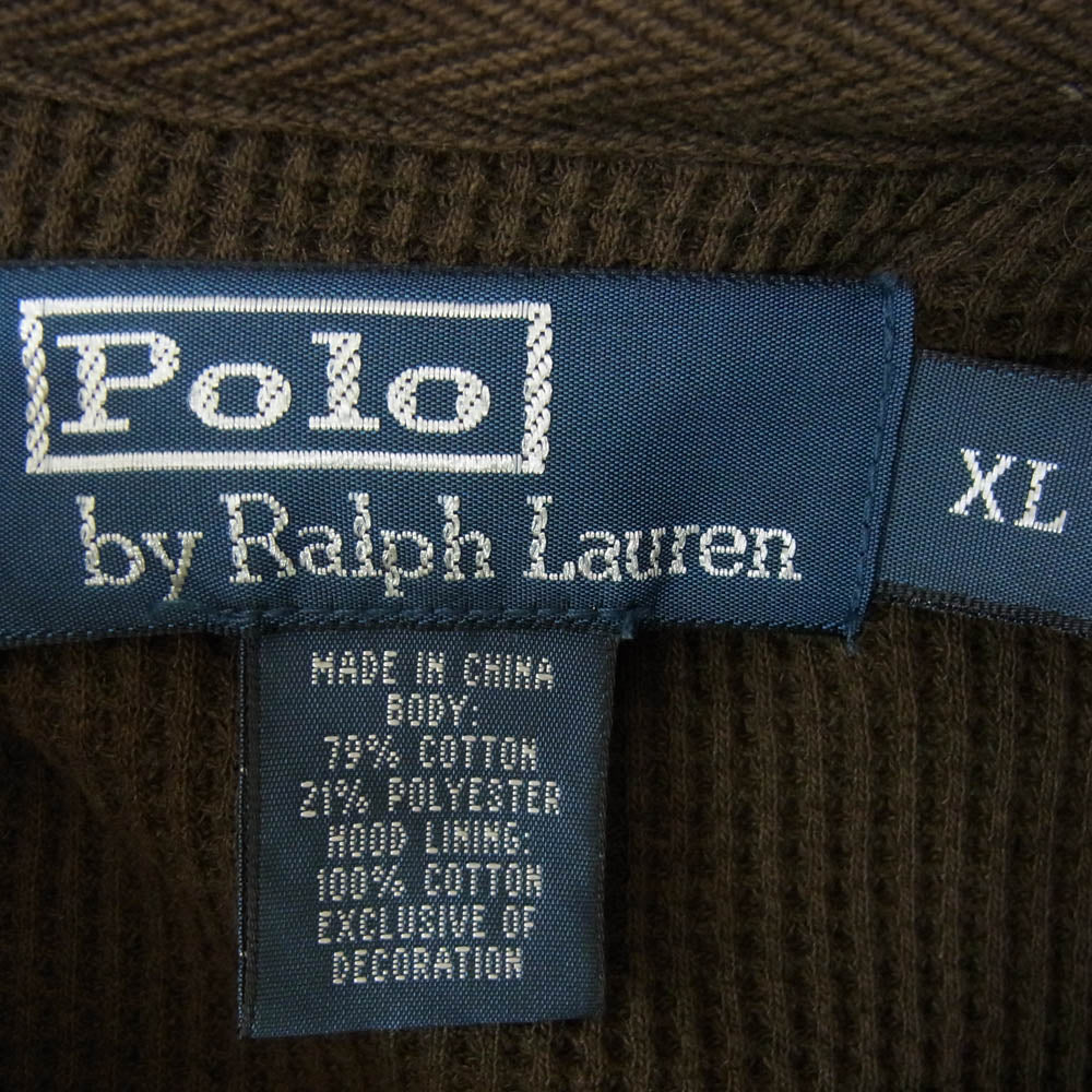 POLO RALPH LAUREN ポロ・ラルフローレン MNBLKIM1C00117 90s VINTAGE ヴィンテージ 裏サーマル チェック柄 ジップアップ フーディ パーカー グリーン系 XL【中古】