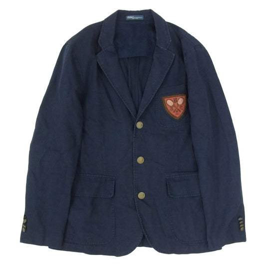 POLO RALPH LAUREN ポロ・ラルフローレン MNBLOTM5I00052 90s 00s エンブレム 刺繍 コットン リネン 紺ブレ ブレザー ジャケット ネイビー系 42【中古】