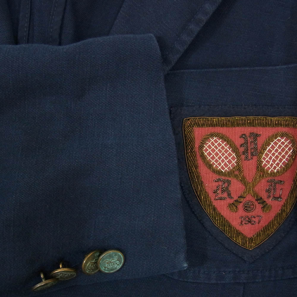 POLO RALPH LAUREN ポロ・ラルフローレン MNBLOTM5I00052 90s 00s エンブレム 刺繍 コットン リネン 紺ブレ ブレザー ジャケット ネイビー系 42【中古】