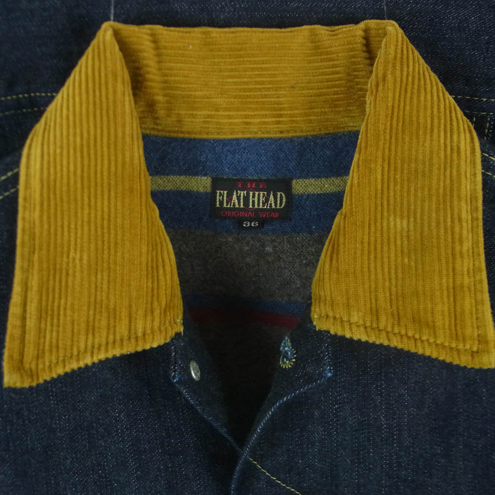 THE FLAT HEAD ザフラットヘッド FN-0J-D102 14.5oz 左綾 ジンバブエ コットン デニム ブランケット ジャケット インディゴブルー系 36【中古】