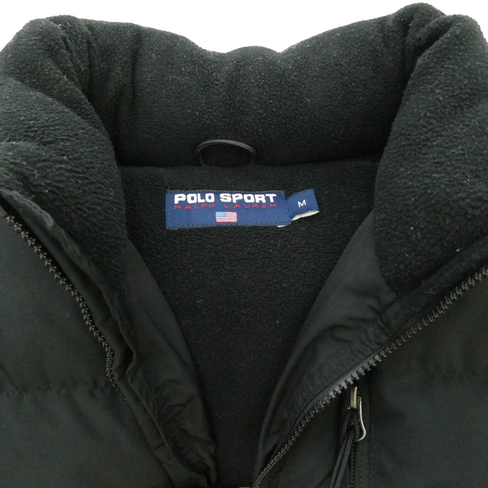 POLO RALPH LAUREN ポロ・ラルフローレン SPORT スポーツ ロゴ 刺繍 ダウン ベスト ブラック系 M【中古】