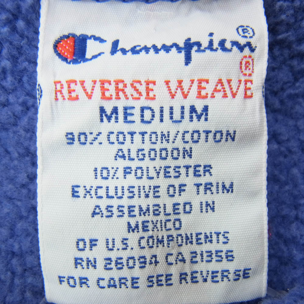 Champion チャンピオン REVERSE WEAVE 90s 刺繍タグリバースウィーブ トレーナー スウェット ブルー系 M【中古】
