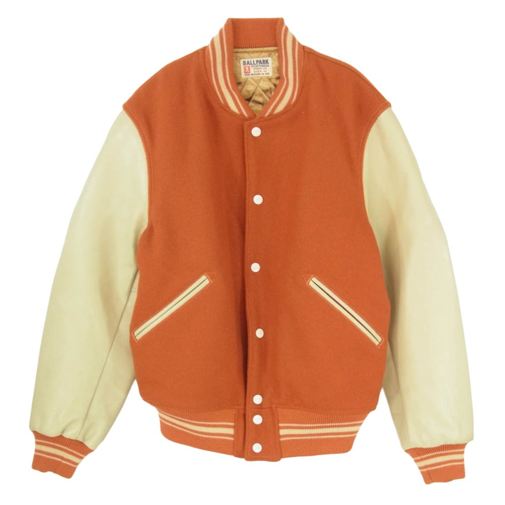 The REAL McCOY'S ザリアルマッコイズ ジョーマッコイ Ball Park Wool Varsity Jacket ボール パーク ウール バーシティ 袖レザー切替 ジャケット スタジャン オレンジ系 40【中古】