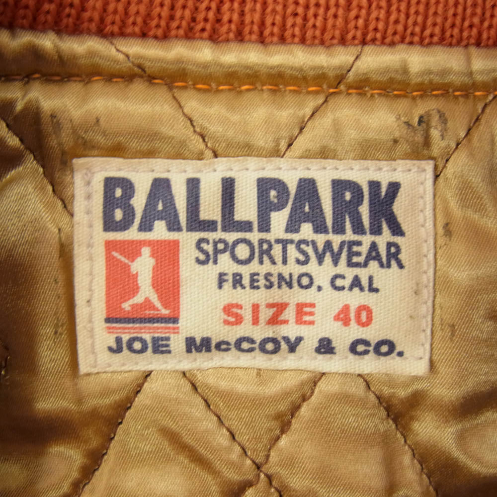 The REAL McCOY'S ザリアルマッコイズ ジョーマッコイ Ball Park Wool Varsity Jacket ボール パーク ウール バーシティ 袖レザー切替 ジャケット スタジャン オレンジ系 40【中古】