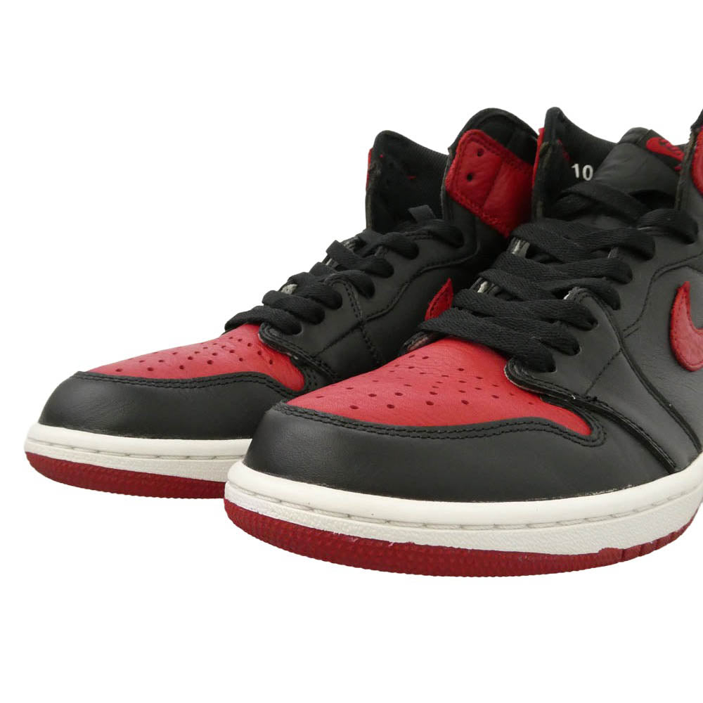 NIKE ナイキ 555088-001 Air Jordan 1 Retro High OG Bred Banned AJ1 エアジョーダン1 レトロ ハイ ハイカット スニーカー ブラック系 レッド系 28cm【中古】