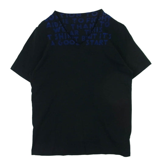 MAISON MARGIELA メゾンマルジェラ 16AW S30GJ0003 AIDS Charity Tee 半袖 Vネック エイズ Tシャツ ブラック系 ブルー系 M【中古】