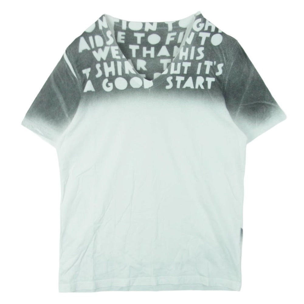 MAISON MARGIELA メゾンマルジェラ 14AW S30GC9987 AIDS Charity Tee 半袖 Vネック エイズ Tシャツ トルコ製 ホワイト系 グレー系 M【中古】