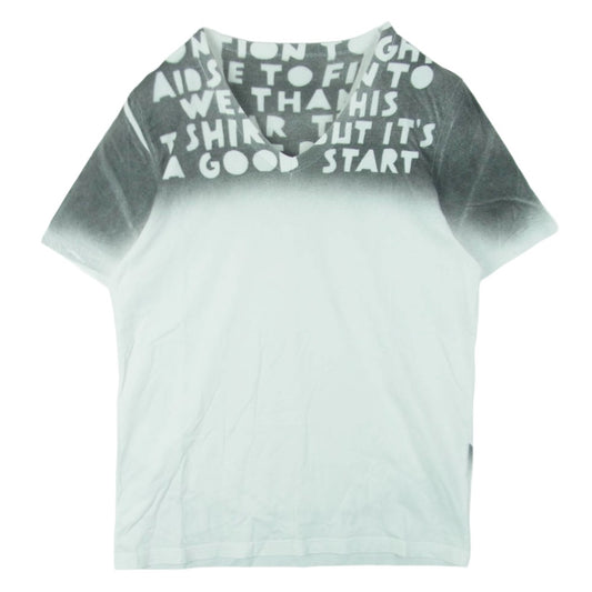 MAISON MARGIELA メゾンマルジェラ 14AW S30GC9987 AIDS Charity Tee 半袖 Vネック エイズ Tシャツ トルコ製 ホワイト系 グレー系 M【中古】