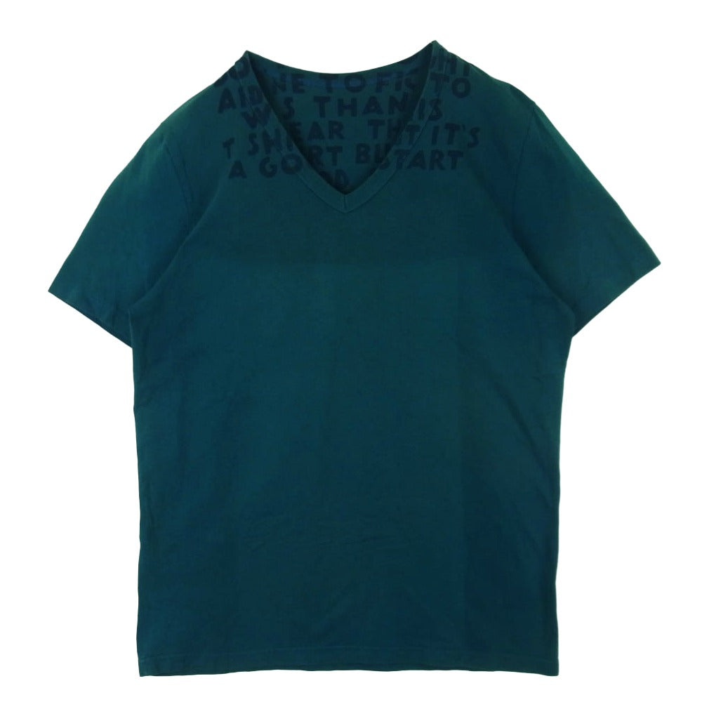 MAISON MARGIELA メゾンマルジェラ 13AW S30GC9989 AIDS Charity Tee 半袖 Vネック エイズ Tシャツ グリーン系 ブルー系 L【中古】