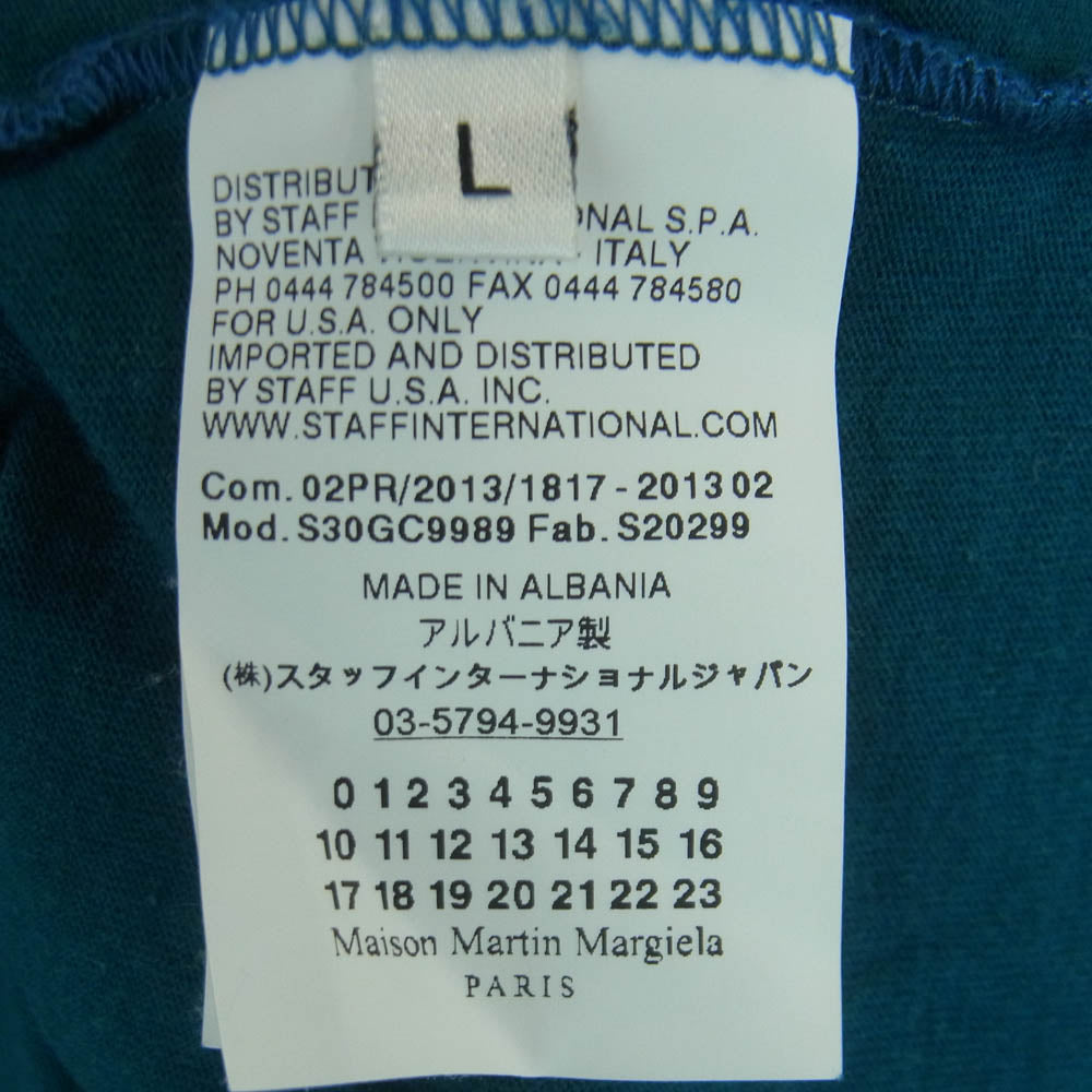 MAISON MARGIELA メゾンマルジェラ 13AW S30GC9989 AIDS Charity Tee 半袖 Vネック エイズ Tシャツ グリーン系 ブルー系 L【中古】