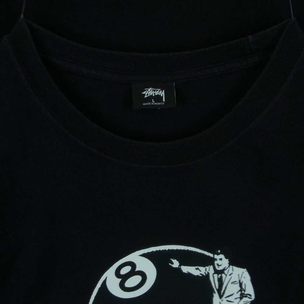 STUSSY ステューシー 8Ball エイトボール 半袖 Tシャツ カットソー コットン メキシコ製 ブラック系 L【中古】
