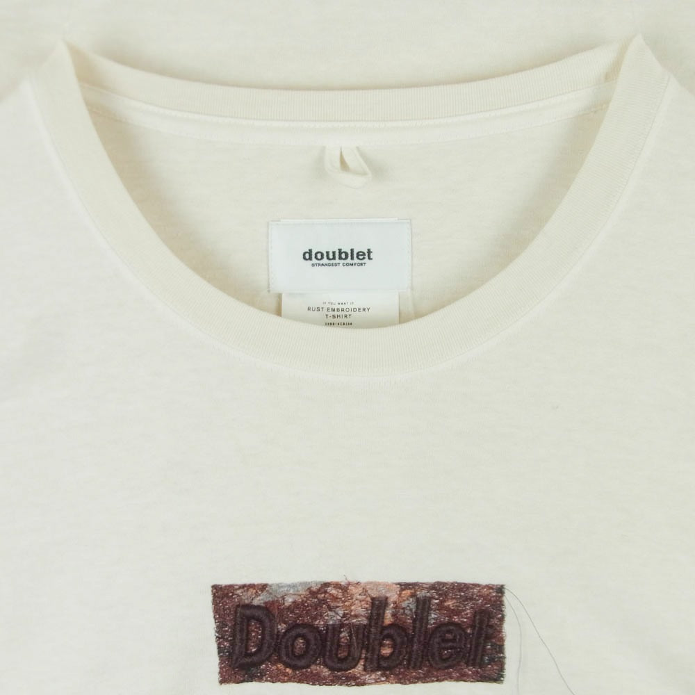 doublet ダブレット 23SS 23SS19CS258 RUST EMBROIDERY T-SHIRT ボックス ロゴ 半袖 Tシャツ カットソー ベージュ系 ライトベージュ系 L【中古】