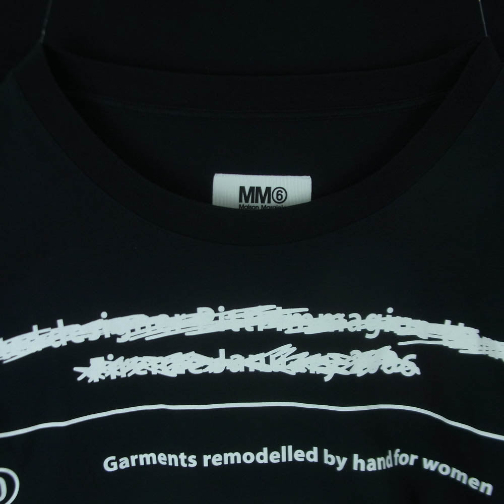 MAISON MARGIELA メゾンマルジェラ 17SS S32CT0878 MM6 PRINTED OVERSIZE DRESS エムエムシックス プリント オーバーサイズ Tシャツ ワンピース ブラック系 M【中古】