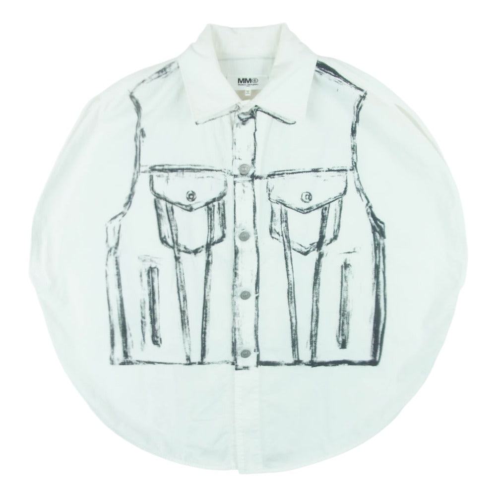 MAISON MARGIELA メゾンマルジェラ 19SS S32DL0212 MM6 エムエムシックス 転写 トロンプルイユ サークル ベスト ノースリーブ カットソー ホワイト系 UNI【中古】