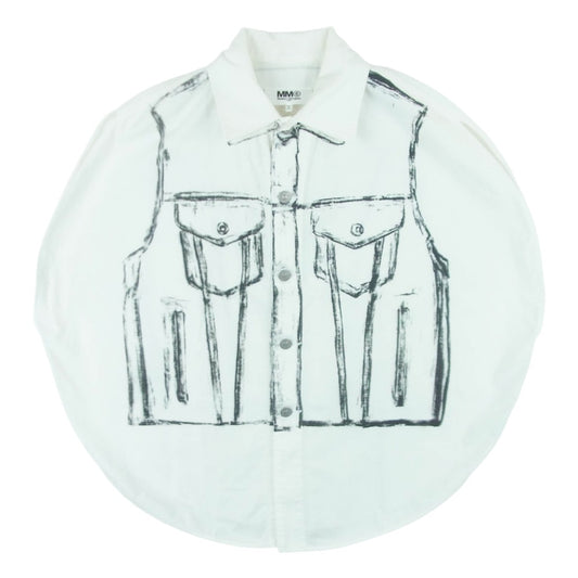 MAISON MARGIELA メゾンマルジェラ 19SS S32DL0212 MM6 エムエムシックス 転写 トロンプルイユ サークル ベスト ノースリーブ カットソー ホワイト系 UNI【中古】