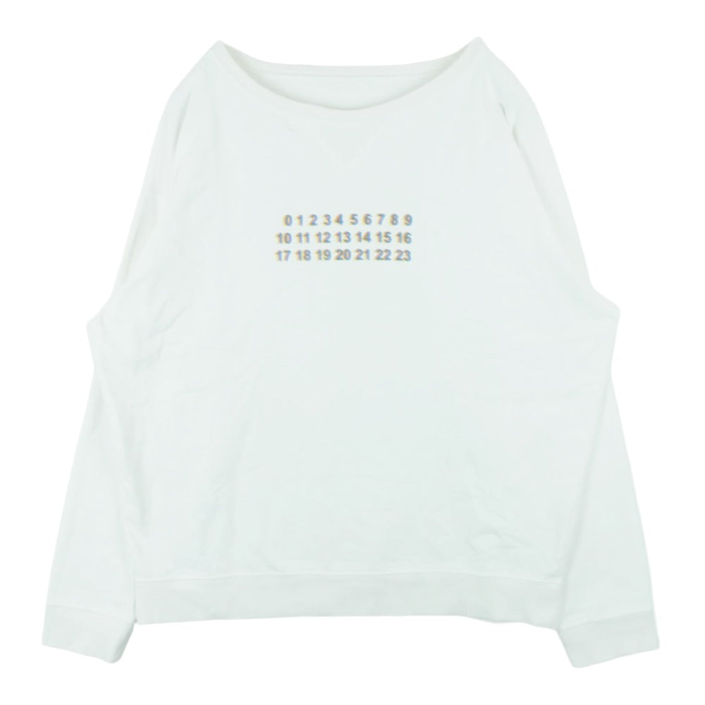 MAISON MARGIELA メゾンマルジェラ 21SS S50GU0088 四つタグ 10ライン カレンダーロゴ クルーネック スウェット トレーナー オフホワイト系 44【中古】