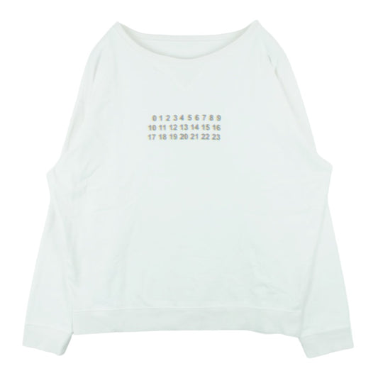MAISON MARGIELA メゾンマルジェラ 21SS S50GU0088 四つタグ 10ライン カレンダーロゴ クルーネック スウェット トレーナー オフホワイト系 44【中古】