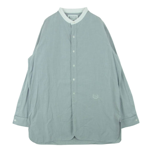 MAISON MARGIELA メゾンマルジェラ 21SS S50DL0462 四つタグ 10ライン ノーカラー バンドカラー 長袖 シャツ グレー系 41【中古】