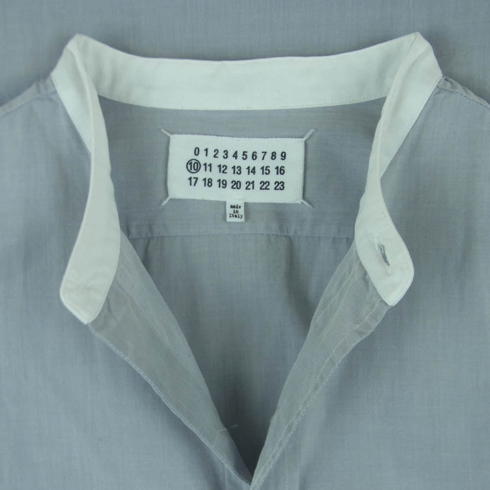 MAISON MARGIELA メゾンマルジェラ 21SS S50DL0462 四つタグ 10ライン ノーカラー バンドカラー 長袖 シャツ グレー系 41【中古】