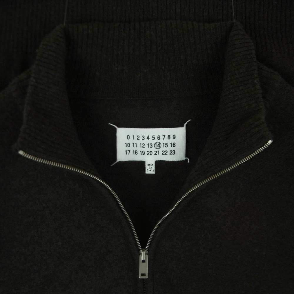 MAISON MARTIN MARGIELA メゾンマルタンマルジェラ 16AW S30HA0907 四つタグ 14ライン エルボーパッチ ハーフジップ ニット ダークブラウン系 M【中古】