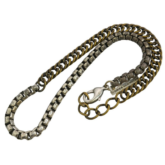 DRIES VAN NOTEN ドリスヴァンノッテン 24SS 241-028215-061-974 ECO BRASS CONTRAST NECKLACE ダブルカラー ショート ネックレス シルバー系 ゴールド系【中古】