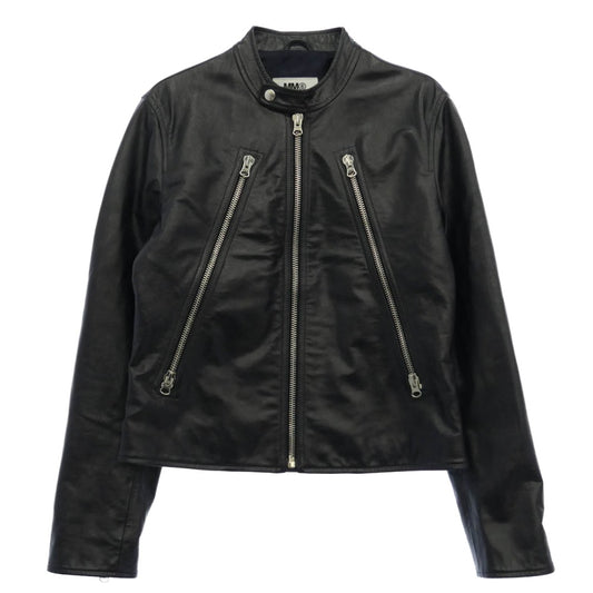 MAISON MARGIELA メゾンマルジェラ 20SS S52AM0146 MM6 エムエムシックス 八の字 ライダース シングル レザー ジャケット ダークネイビー系 42【中古】