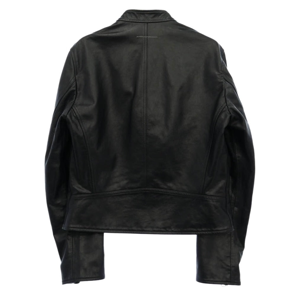 MAISON MARGIELA メゾンマルジェラ 20SS S52AM0146 MM6 エムエムシックス 八の字 ライダース シングル レザー ジャケット ダークネイビー系 42【中古】
