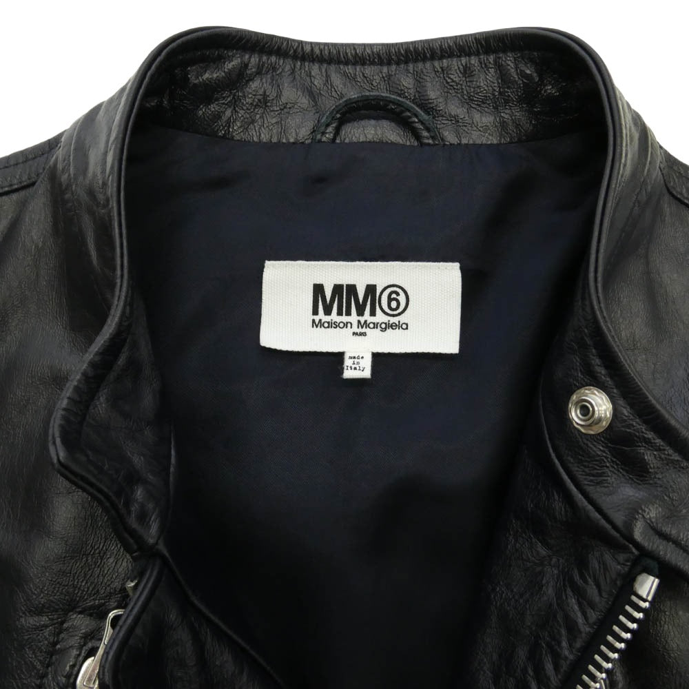 MAISON MARGIELA メゾンマルジェラ 20SS S52AM0146 MM6 エムエムシックス 八の字 ライダース シングル レザー ジャケット ダークネイビー系 42【中古】