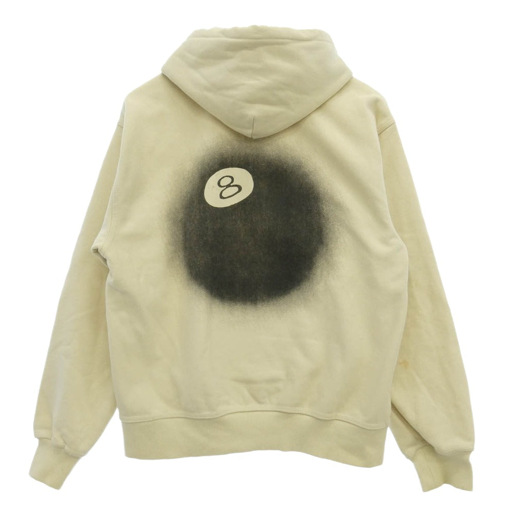 STUSSY ステューシー 8 Ball Fade hooded sweat ボール ロゴ プリント フェード スウェット パーカー フーディー ベージュ系 L【中古】