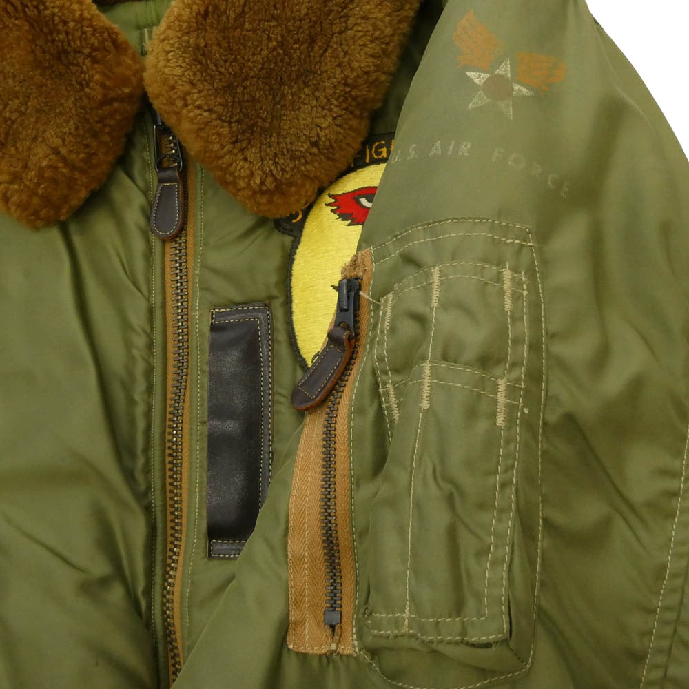 The REAL McCOY'S ザリアルマッコイズ B-15C MONARCH MFG.CO モナーク 実名復刻 ミリタリー フライト ジャケット カーキ系 36【中古】