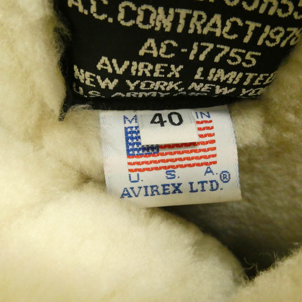 AVIREX アヴィレックス 2102XW USA製 米国製 MIGHTY EIGHTH TYPE B-3 バックプリント ムートン フライト ジャケット 40 ブラウン系 40【中古】