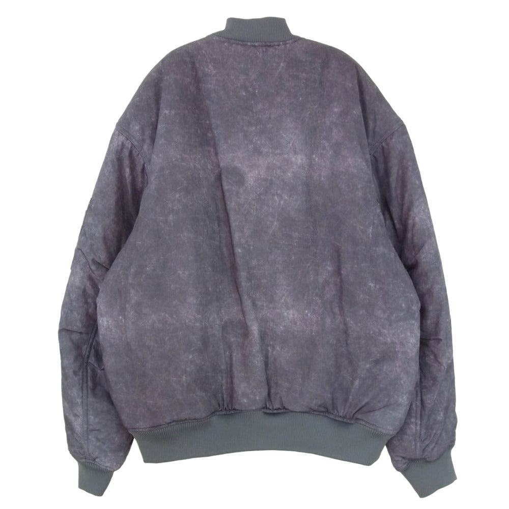 STUSSY ステューシー USED加工 ジップアップ MA-1 エムエーワン フライト ジャケット グレー系 L【極上美品】【中古】