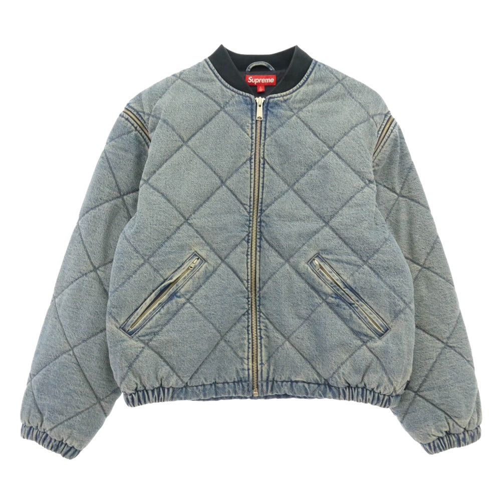 Supreme シュプリーム 25AW Zip Off Sleeve Quilted Bomber jacket ジップオフ スリーブ キルティング ボンバージャケット インディゴブルー系 L【中古】