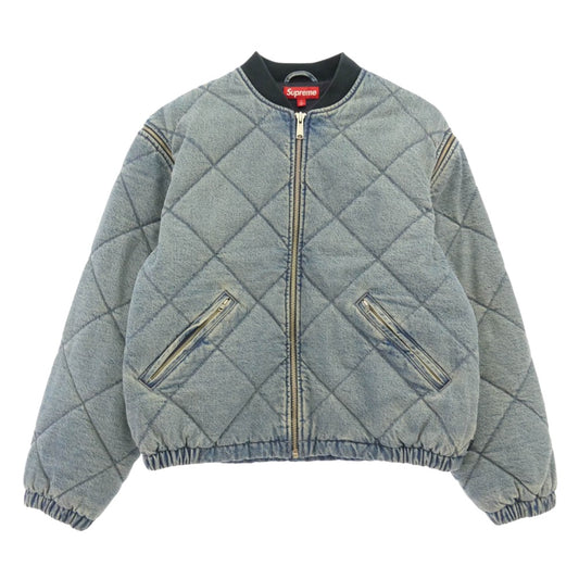 Supreme シュプリーム 25AW Zip Off Sleeve Quilted Bomber jacket ジップオフ スリーブ キルティング ボンバージャケット インディゴブルー系 L【中古】