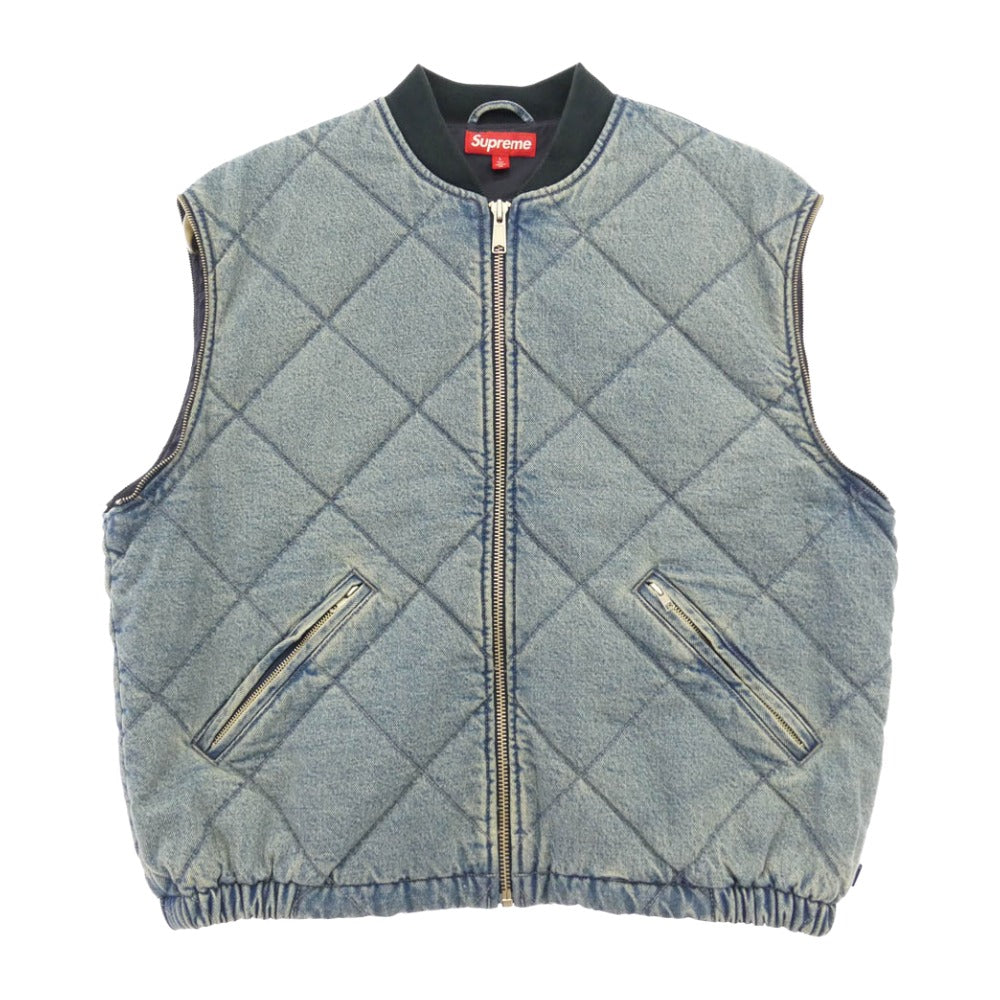 Supreme シュプリーム 25AW Zip Off Sleeve Quilted Bomber jacket ジップオフ スリーブ キルティング ボンバージャケット インディゴブルー系 L【中古】