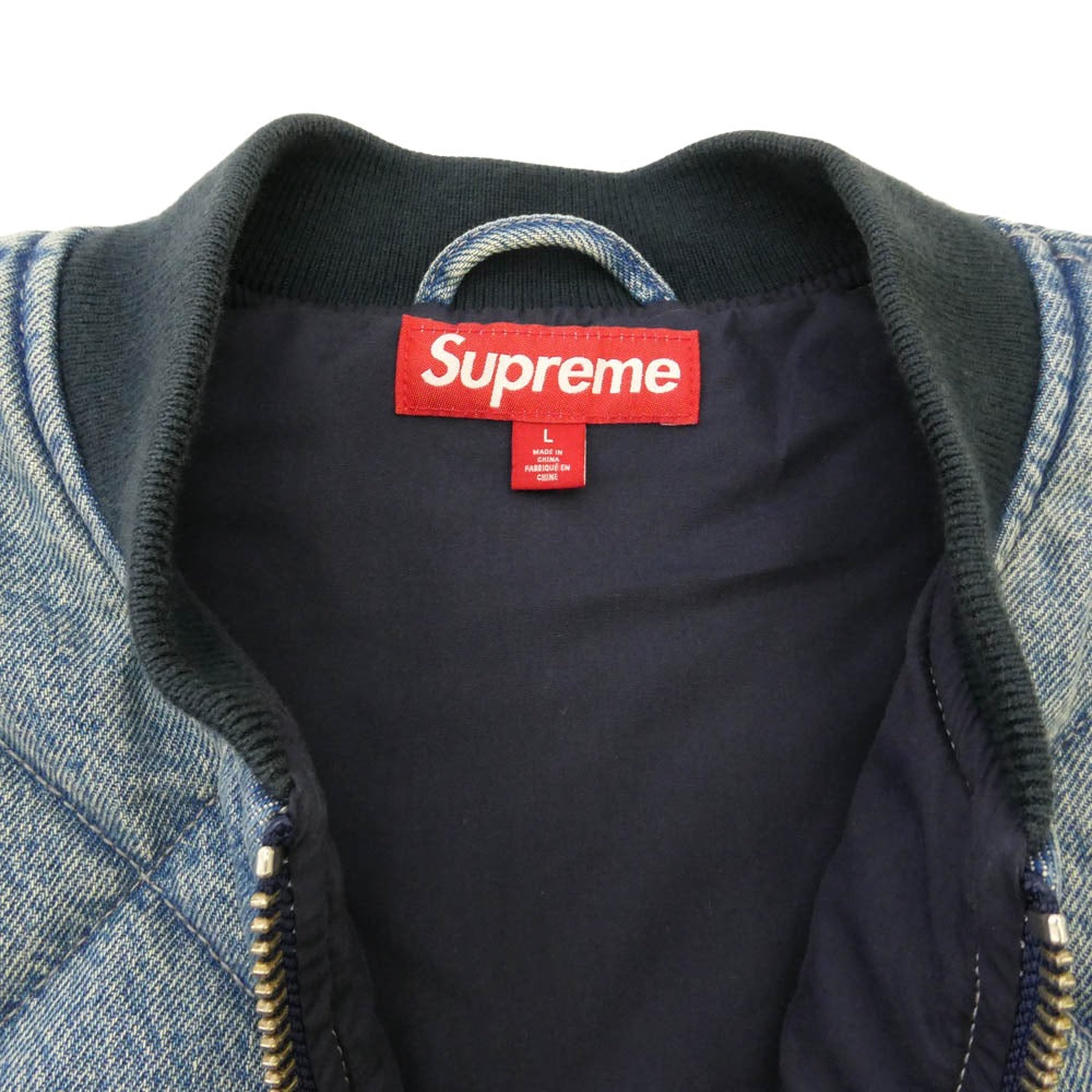Supreme シュプリーム 25AW Zip Off Sleeve Quilted Bomber jacket ジップオフ スリーブ キルティング ボンバージャケット インディゴブルー系 L【中古】