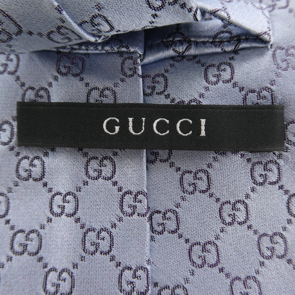 GUCCI グッチ イタリア製 シルク 100% GG柄 ネクタイ ライトブルー系【中古】