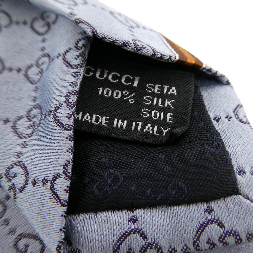 GUCCI グッチ イタリア製 シルク 100% GG柄 ネクタイ ライトブルー系【中古】